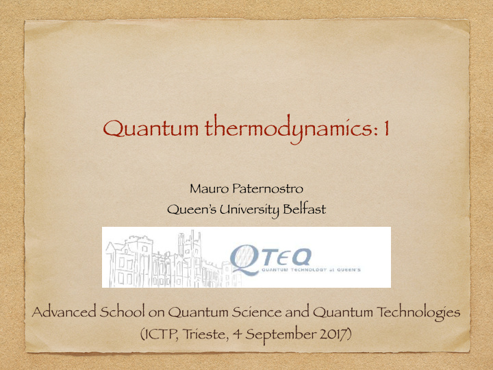 quantum thermodynamics 1