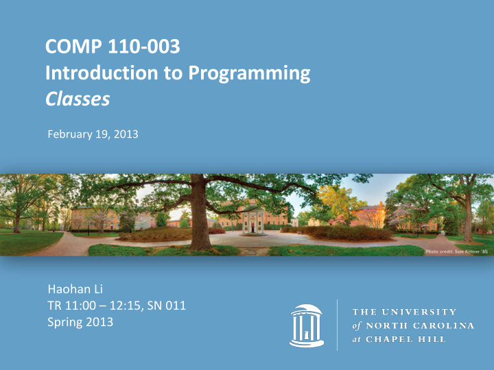 comp 110 003 introduction to programming classes