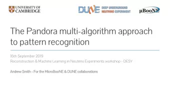 The Pandora multi-algorithm approach  to pattern recognition  16th September 2019  Reconstruction
