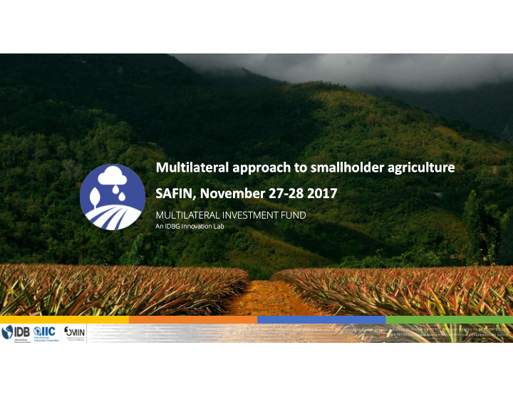 multilateral approach to smallholder agriculture