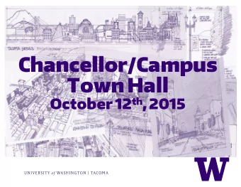 Chancellor/Campus  Town Hall October 12 th , 2015  Points to Cover  Overview Since Last Town