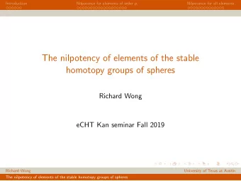The nilpotency of elements of the stable  homotopy groups of spheres  Richard Wong  eCHT Kan