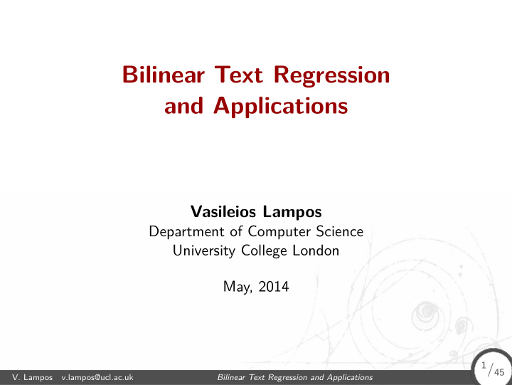 bilinear text regression and applications