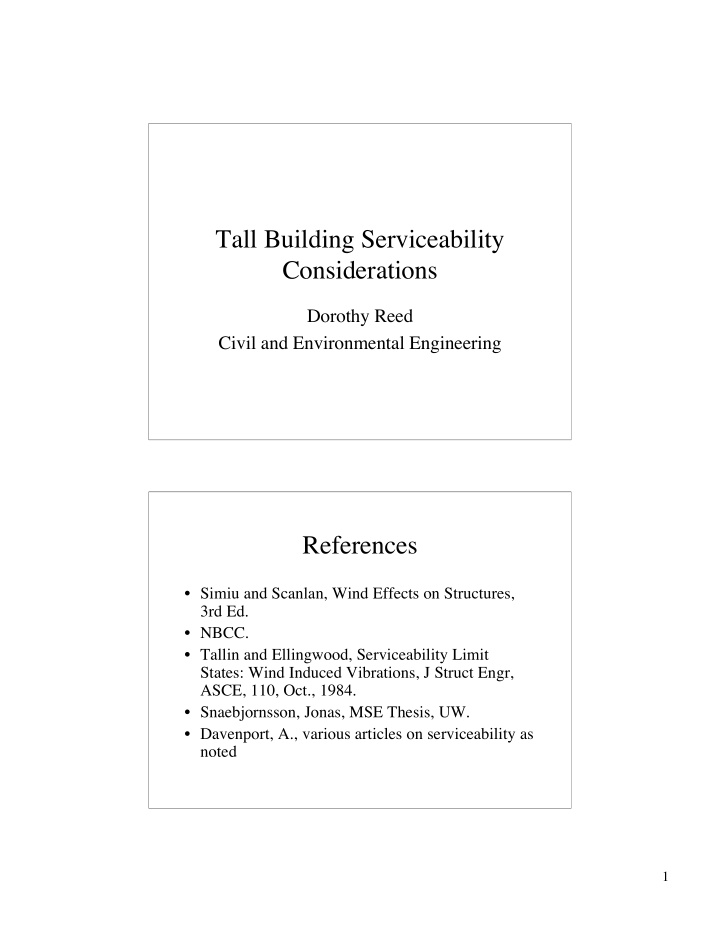 tall building serviceability considerations