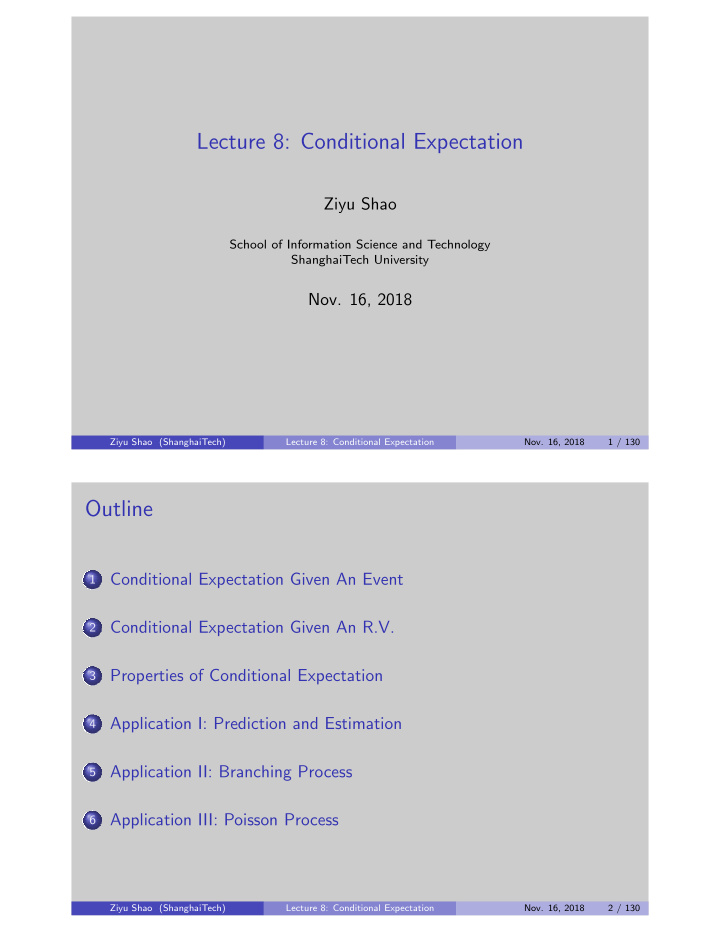 lecture 8 conditional expectation