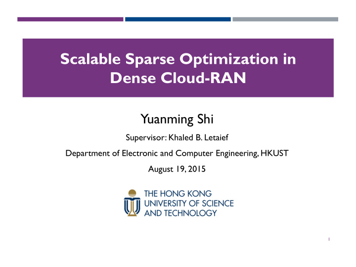 scalable sparse optimization in dense cloud ran