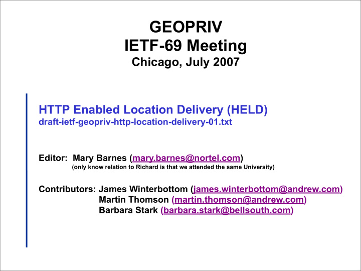 geopriv ietf 69 meeting