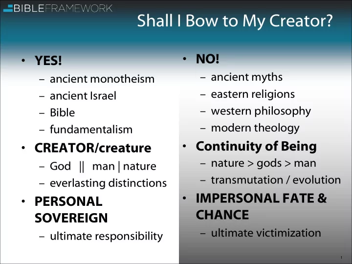 shall i bow to my creator