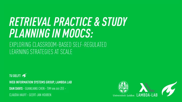 retrieval practice study planning in moocs