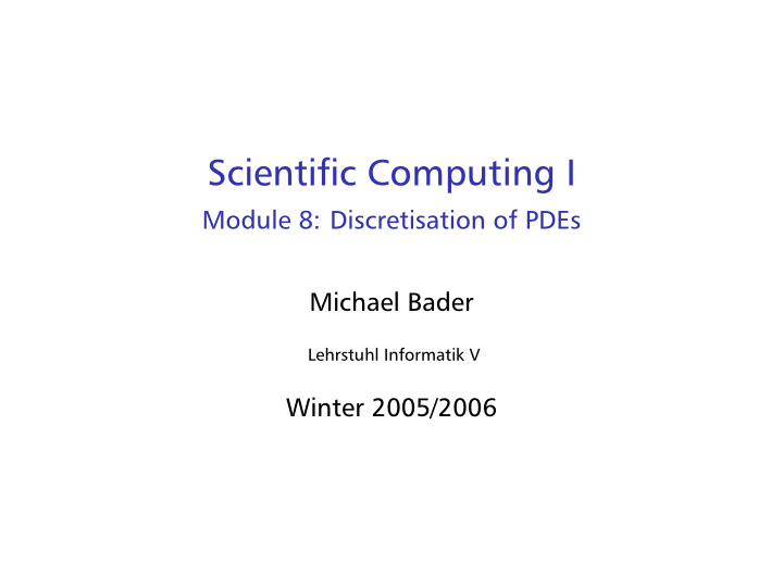 scientific computing i