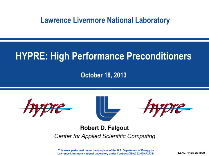 hypre high performance preconditioners