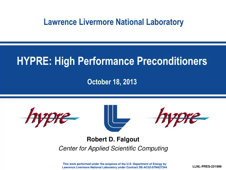hypre high performance preconditioners