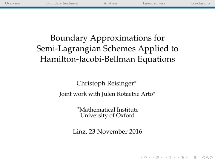boundary approximations for semi lagrangian schemes