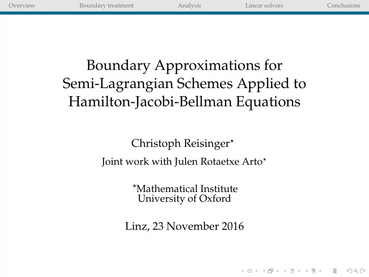 boundary approximations for semi lagrangian schemes