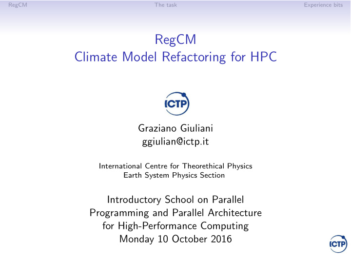 regcm climate model refactoring for hpc