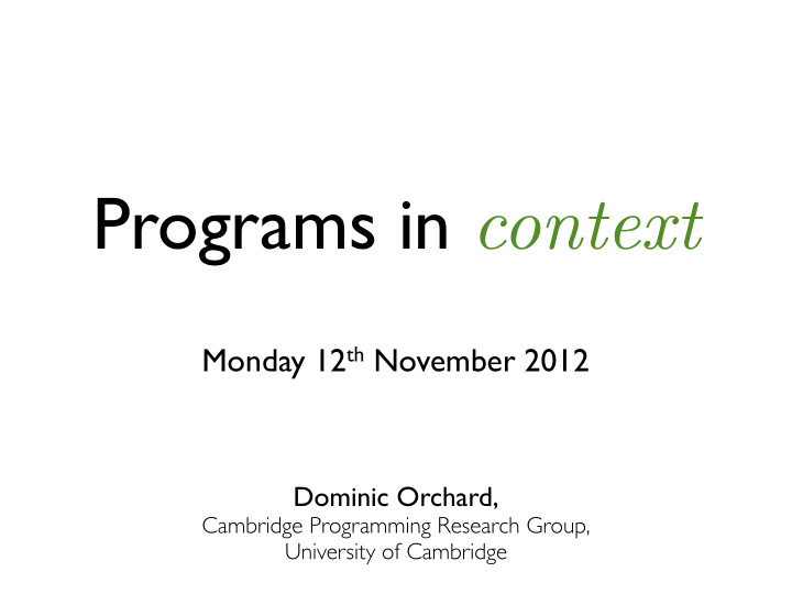 programs in context