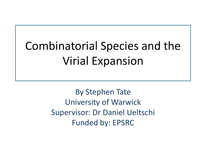 combinatorial species and the