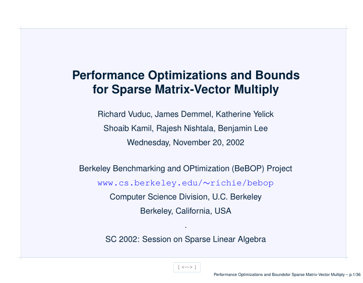 performance optimizations and bounds for sparse matrix