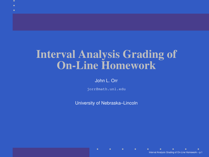 interval analysis grading of on line homework