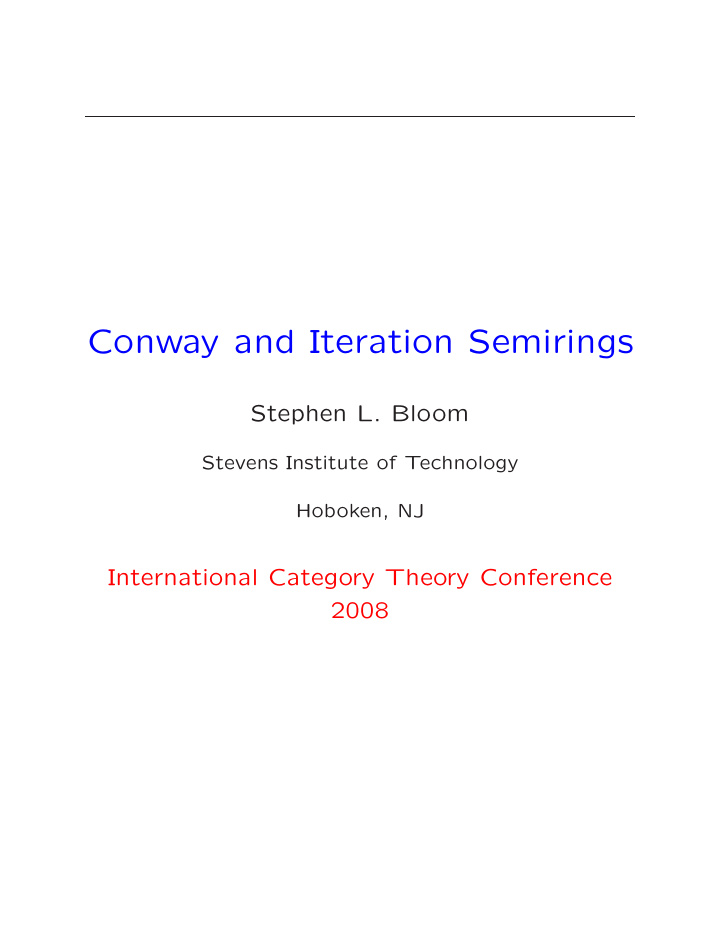 conway and iteration semirings