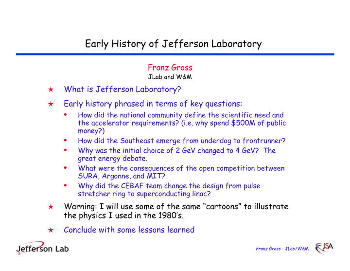 early history of jefferson laboratory