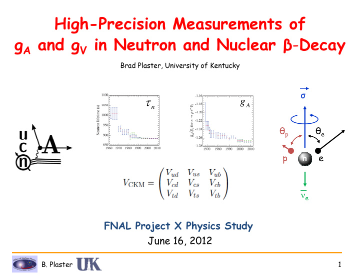 high precision measurements of g a and g v in neutron and