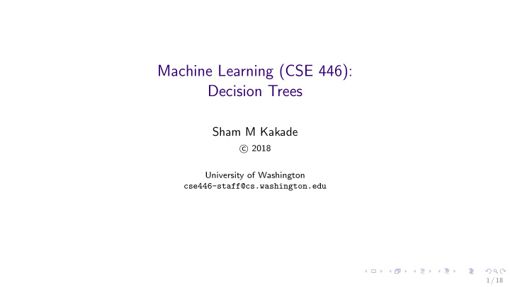 machine learning cse 446 decision trees