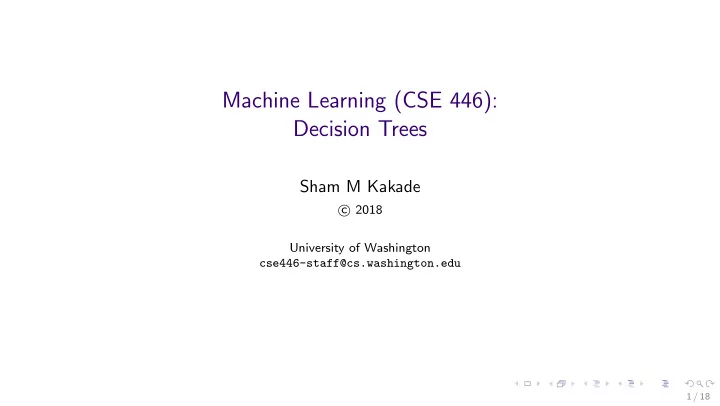 machine learning cse 446 decision trees