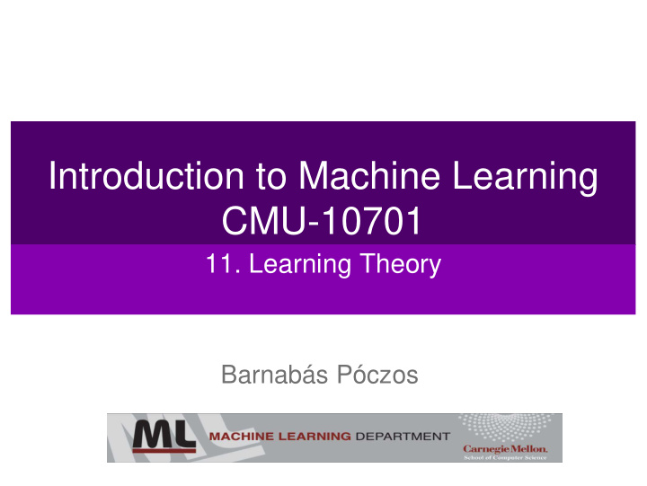 introduction to machine learning cmu 10701