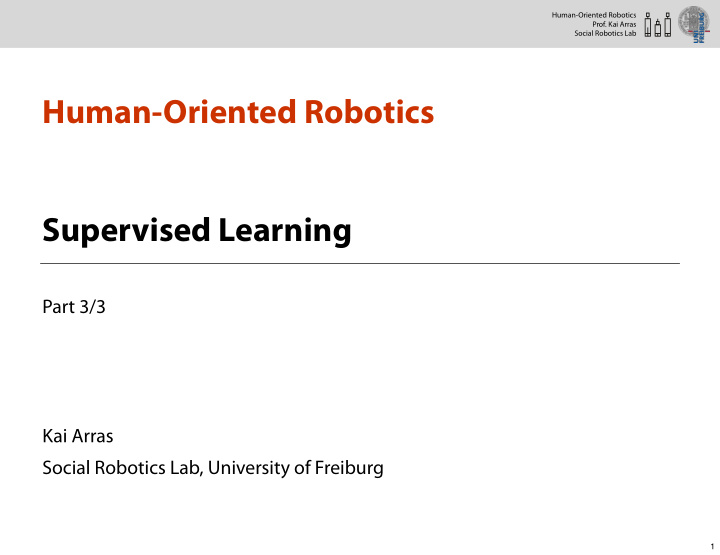 human oriented robotics supervised learning
