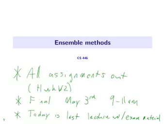 Ensemble methods  CS 446  Why ensembles?  Standard machine learning setup:  We have some data.