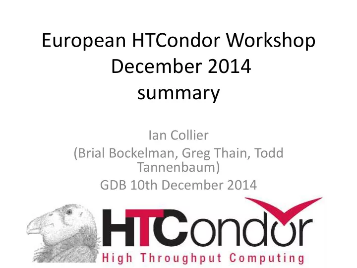 european htcondor workshop