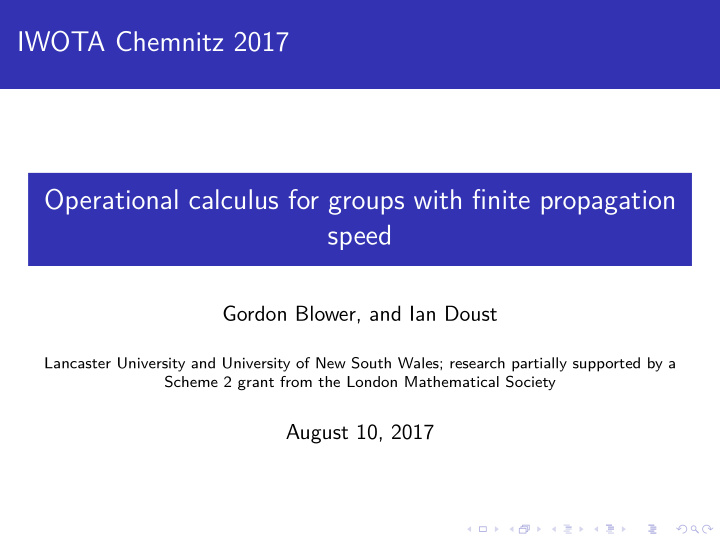 iwota chemnitz 2017 operational calculus for groups with