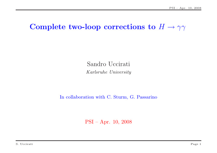 complete two loop corrections to h