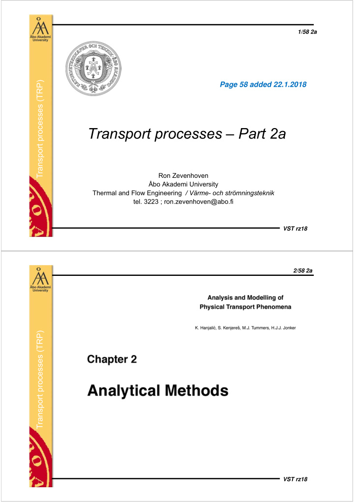 transport processes part 2a