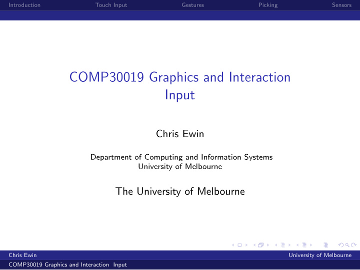 comp30019 graphics and interaction input