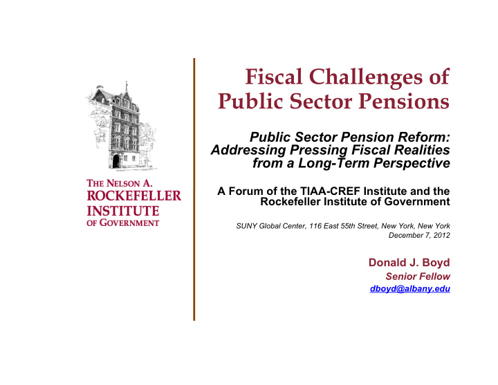fiscal challenges of public sector pensions