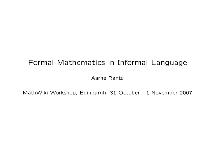 formal mathematics in informal language