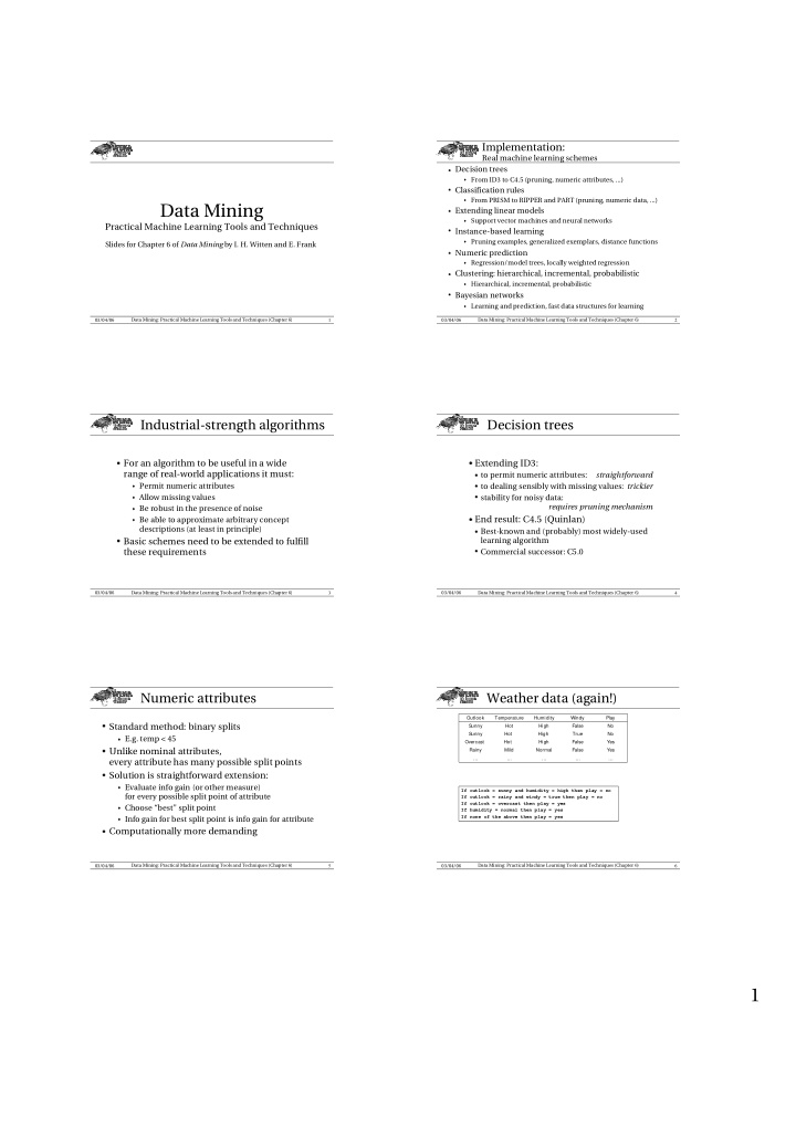 implementation real machine learning schemes decision