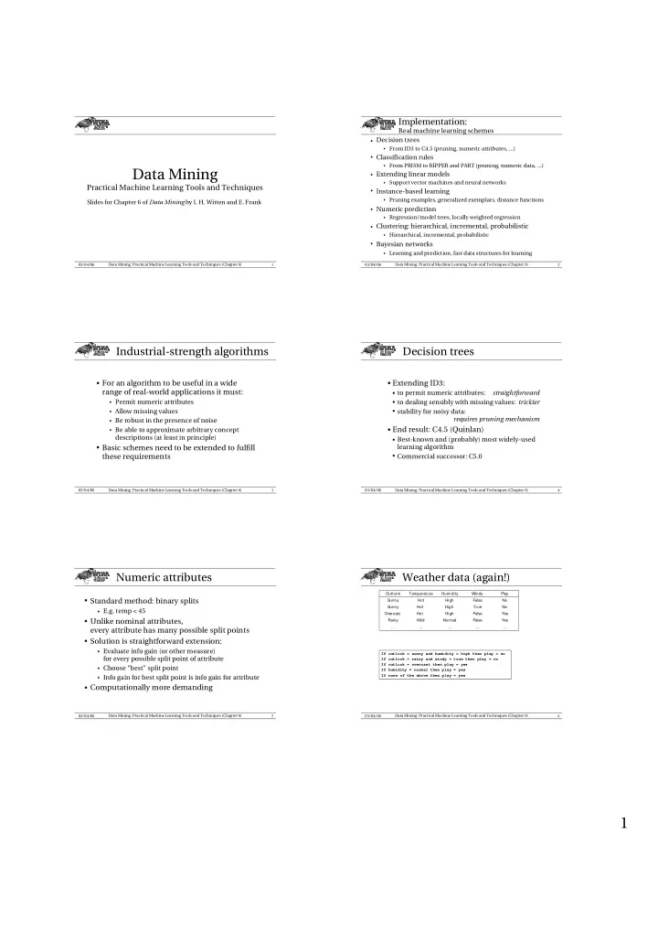 implementation real machine learning schemes decision