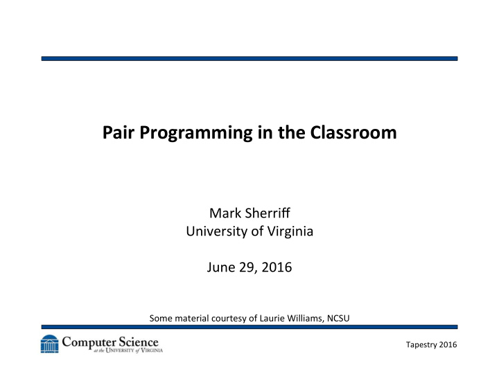 pair programming in the classroom