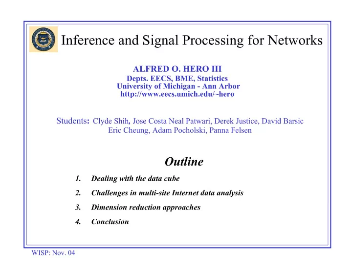 inference and signal processing for networks