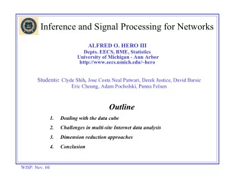 Inference and Signal Processing for Networks  ALFRED O. HERO III  Depts. EECS, BME, Statistics