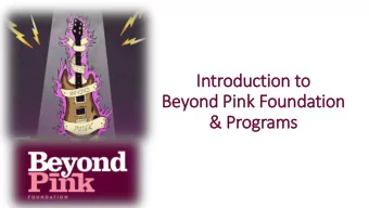 In  Introductio  ion to  Beyond Pin  ink Foundatio  ion  &amp;  &amp; Programs  Start Up