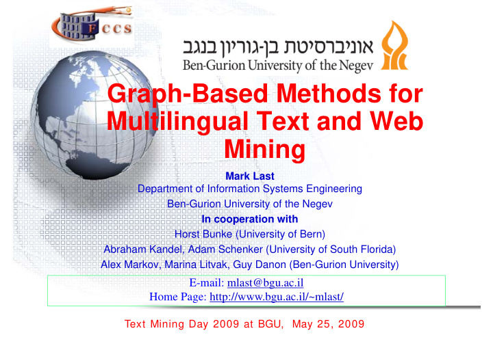 graph based methods for m ltili multilingual text and web