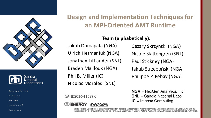 design and implementation techniques for an mpi oriented