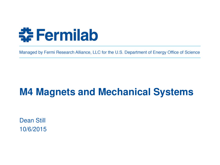 m4 magnets and mechanical systems