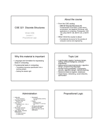 About the course   From the CSE catalog:  CSE 321 Discrete Structures (4)  CSE 321  Discrete