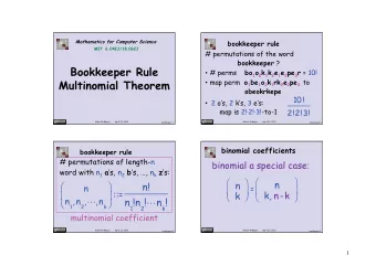 Bookkeeper Rule  # perms bo 1 o 2 k 1 k 2 e 1 e 2 pe 3 r = 10!  map perm o 1 be 1 o 2 k 1 rk