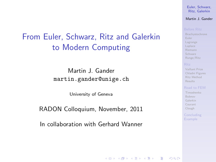 from euler schwarz ritz and galerkin